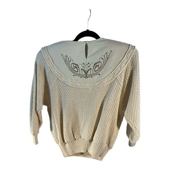 SideEffects Women’s Vintage Beige 80s Sweater Big Shoulder Pads Size 8 - Picture 6 of 16